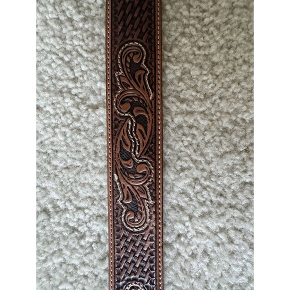 Vintage Tony Lama Caiman Alligator Inlay Belt 36 Sterling Buckle Cowboy Western - Picture 8 of 11